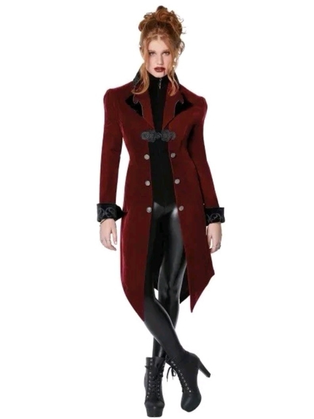 NEW Spirit Halloween Velvet Vampire Jacket Sz Large Swallowtail Steampunk Coat